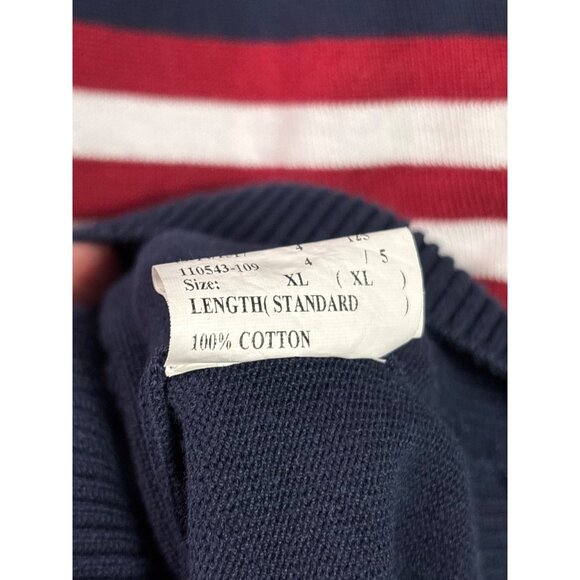 Equine Couture XL Stars & Stripes Sweater Navy Blue White Red Embroidered Horses - Picture 5 of 6